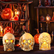 Halloween lysande skelettstatyer Hör inte Se inte Tala inte Realistiska skelettfigurer Hemfestdekorationer