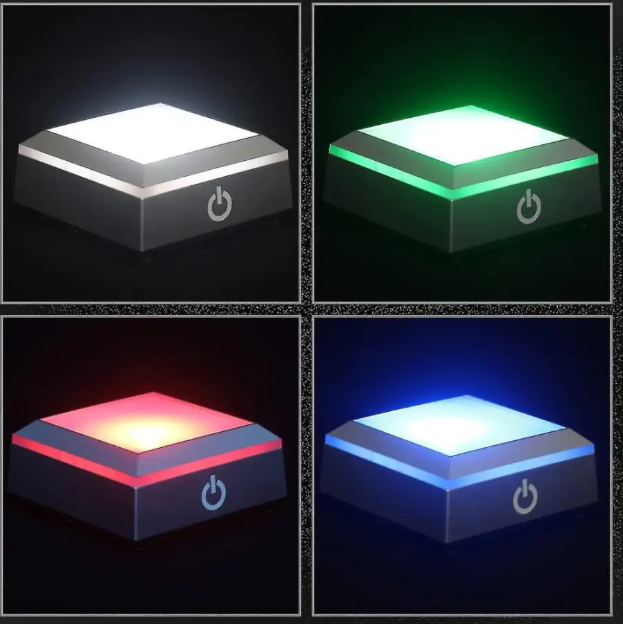 Led-ljusbas för kristall 3d glaskonst Färgglad upplyst fyrkantig stativ Displayplatta platt