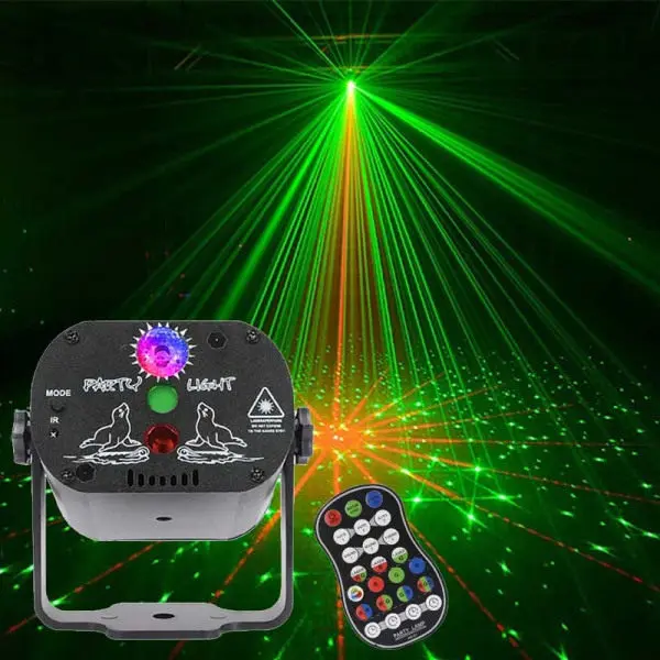 Disco LED Laserbelysning - Ljus och färgglad festbelysning för evenemang, klubbar, hemfester - Bärbar och rolig