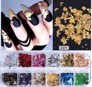 8g Nail Art Glitters Snowflake Paljetter Rainbow Nail Art Paljett