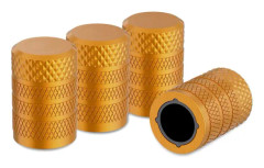 (Gul) 4-delad däckventilkeps, anodiserad aluminium däckventilkeps set, korrosionsbeständig, Univers