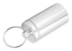 Medicinbehållare av aluminiumlegering Nyckelring Pillhållare för utomhuscampingvandring Silver