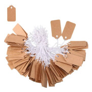 100 st 22*35mm Kraftpapper Prislappar, Presentlappar med Elastisk Hängsnöre för Smycken Present Hänglappar