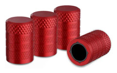 (Röd) 4-delad däckventilkeps, anodiserad aluminium däckventilkeps set, korrosionsbeständig, universell