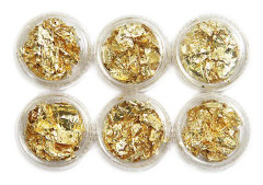 6 burkar guld folie flakes
