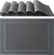 5 (Grå) Eleganta Placemats 45 x 30 cm för Middag, Lunch, Frukost Enheter - Tvättbar Värme
