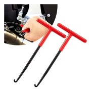 2-pack fjäderkrok för motorcykelavgasrör med T-handtag, 3,15 tum x 6,3 tum, lättgreppat installationsverktyg, rött och svart