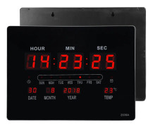 Digital väggklocka med evighetskalender, temperatur- och luftfuktighetsvisning - EU-kontakt (110-220V)