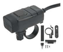 Motorcykel USB-laddare Dual Square Phone Snabbladdningsadapter med Voltmeter Vattentät 12V