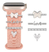 1Set Charms för Apple Watch-remmar Kvinnor, Dekorativa ringar för iWatch-serien, Klocka Silikonklockarmband Charms Tillbehör