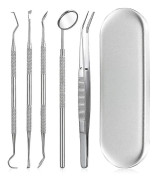Tandverktygssats 5 st Professionella tandrengöringsinstrument Rostfritt stål Skalare Spegel Scraper Picker Pincett