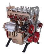 4-cylindrig bilmotorsats, minimotormodell Undervisning av mekanisk montering Motorleksak f?r barn och vuxna, lyxguld + r?d, (g02308llc17en)