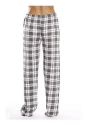 IC Pyjamasbyxor f?r kvinnor med fickor, mjuka flanellrutiga pyjamasbyxor f?r kvinnor CNMR grey S