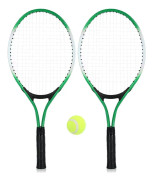Set med 2 tennisracketar för tonåringar för träningstennis, grön