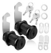 2-pack svarta l?s f?r brevl?dor och sk?p med 4 nycklar, 1-1/2 tum l?s f?r brevl?dor, olika l?splattor