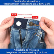 Bältesförlängare för jeans och byxor, set om 3, midjeförlängare upp till 5 cm
