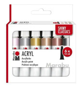 MARABU AKRYLFÄRGER SHINY CLASSICS, 6 X 12 ML METALLFÄRGER
