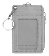 PU Läder Kort Kreditkortshållare Myntbörs Plånbok Nyckelring grå grey(grey,app. 11.8x7.5cm/4.65x2.95'')