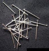 200 st Silverpläterade hattpinnar med platt hatt 30 mm. långa