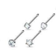 1 st. N?spiercing i 316L st?l med 3 mm cubik zirko(3 stj?rna)