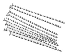 100 st Silverpl?terade hattpinnar med platt hatt 50 mm. l?nga