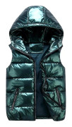 Sliktaa Unisex Blank Glansig Vattentät Ärmlös Jacka Lättvikts Puffer Väst Grön Green(Green,M)