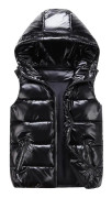 Sliktaa Unisex Blank Glansig Vattentät Ärmlös Jacka Lättvikts Puffer Väst Svart Black(Black,M)