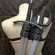 Medieval Witcher Dubbel Rygg Skida För Svärd Cutlass Hållare Viking Pirate Warrior Läder Slida Hölster Cosplay Larp Kostym