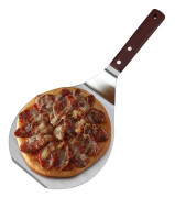 Pizzaspatel i rostfritt stål med trähandtag Multifunktionell pizzaskal i metall, tårtspatel, spade och överföringsverktyg