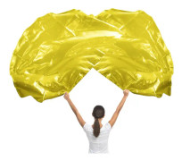2-pack 55-tums lovsdansflaggor med teleskopisk flaggstång, halvcirkelformade lovsångsbanderoller änglavingar flagga för kyrkans scenframträdande (guld)