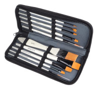 10 st Oljefärgsborstar Guld Nylon Hår Trähandtag Aluminium Ferrule Pensel Set med påse för akryl Gouache
