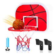 Väggmonterad inomhusbasketkorg för barn, bärbar basketkorg och backboard set med nät, boll och pump, sportleksaker för barn (röd)