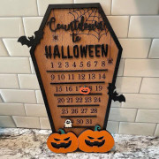 Halloween-dekor Nedr?kningskalender-3d Tr?nedr?kning till Halloween-dekorskylt Kistaformad fladdermus