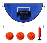 Trampolin Basketbollkorg med Avtagbar Kant, Dunkning Trampolintillbehör med Mini Basketbollar, Inomhus Utomhus Tillbehör