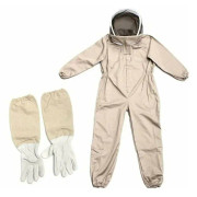 Ultra-andningsbar biodlaroverall, självstående slöja, polycotton-fodrade fickor, unisex för män och kvinnor, storlek L, komplett med anti-bi-hatt