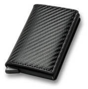 Kolfiber Kreditkortshållare Plånböcker Herr Rfid Svart Magic Trifold Läder Smal Miniplånbok Liten Pengaväska Herrväs Carbon Black