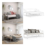 Utdragbar sängram bäddsoffa vit metall 90x200 cm - Bäddsoffa - Bäddsoffor - Home & Living