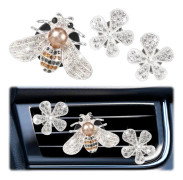Bee Vent Clips, Shiny Car Air Freshener Vent Clip Daisy Flower Car Interiör Bling Tillbehör Luftventil Clip Charms Car Inter Decor, 3st