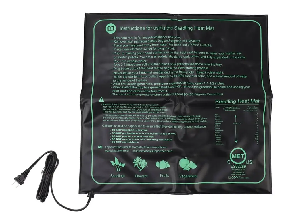 Växtvärmedyna Vattentät fröplantvärmematta Värmedyna för växter groning plantskola 50x52cm US Plug 110V