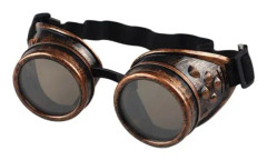 Vintage Victorian Steampunk Goggles Glasses Welding Gothic Cosp Red Bronze One Size