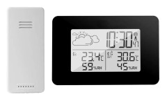 Trådlös väderstation - Digital termometer och hygrometer med utomhussensor, väderprognos, väckarklocka