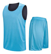 Unisex Dubbelsidig Basket Jersey Lös Passa Bekväm Anti- Rynk Trainable Anpassad Basketräkt För Män Kvinna Medium blue/gray suit 5XL