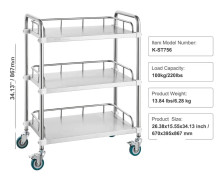 Rullande Labb Vagn, 2-3 Hyllor, 220 lbs Kapacitet,K-ST529