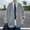 2024 Brittisk Retro Cardigan Tröja Ny Koreansk Harajuku Akademisk Stickad Tröja Pullover Hip Hop Streetwear Lös K Topp 2201grå 85-95KG 3XL