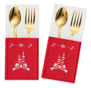 Mini Julstrumpor För Bestickspåsar, Filtmaterial Bestickorganisatör, Praktiska Och Återanvändbara Julmönster, Non-woven Tyg