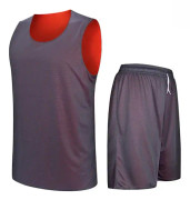 Unisex Dubbelsidig Basket Jersey Lös Passa Bekväm Anti- Rynk Trainable Anpassad Basketräkt För Män Kvinna Rosa Orange/mörkgrå kostym 5XL