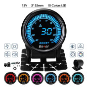 2" 52 mm Universal Car Turbo Boost Gauge PSI-mätare 10-färgs digital LED-avläsningsskärm med monteringsfäste