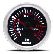 Digital Universal 52mm Bil Turbo Boost Vakuum -1~2 BAR Mätare Tryck Tryckmätare Pekare Mätare Smoke Len LED