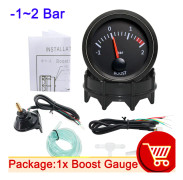 AD 52mm Bil Turbo Boost Mätare med Boost Sensor -1~0~2 BAR 2 tum Universal 12V Pointer Turbo Boost Bar Meter Digital Vit LED