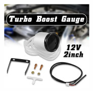 12V 52mm Turbo Boost Gauge Vakuumpressmätare -1~2 Bar 7 Färg LED Svart Len Vakuumslang Linbana T-kopplingstillbehör